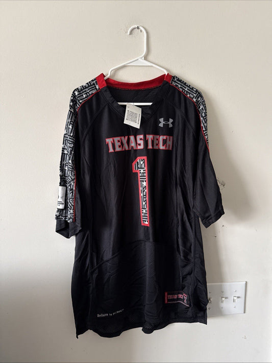 Men’s Under Armour Texas Tech Red Raiders 1 Wounded Warrior Project Jersey Sz L - Kyle’s Football Cards