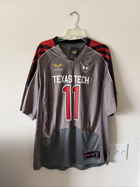 Men’s Under Armour Texas Tech Red Raiders 11 Lone Survivor Jersey Sz L - RARE - Kyle’s Football Cards