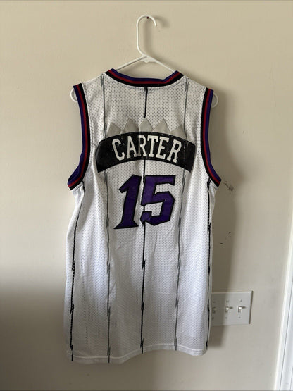 Men’s Vintage Authentic Toronto Raptors Vince Carter 15 Jersey Sz 54 - White - Kyle’s Football Cards