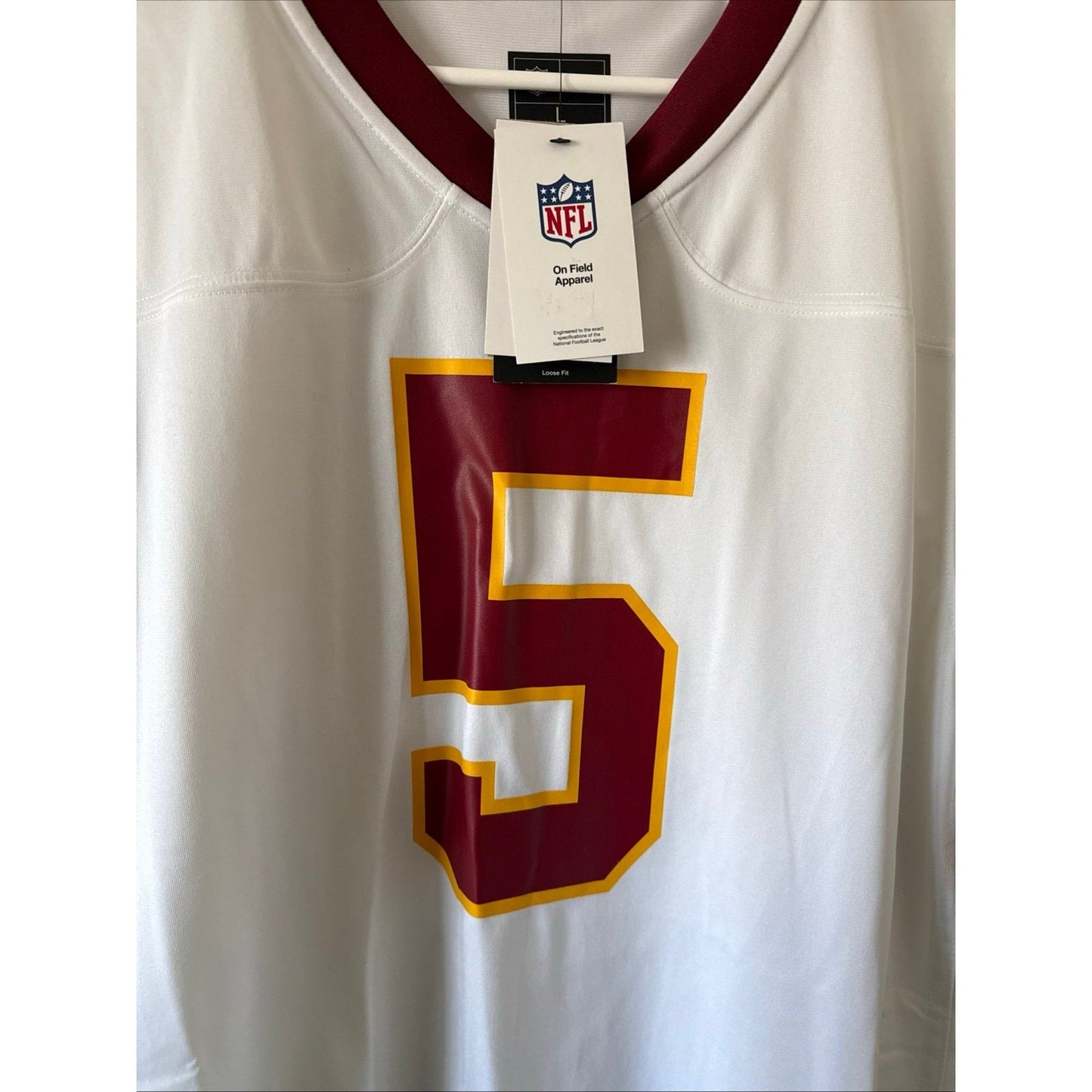 Men’s Washington Commanders Jayden Daniels 5 On Field Jersey Sz L - White NWT - Kyle’s Football Cards