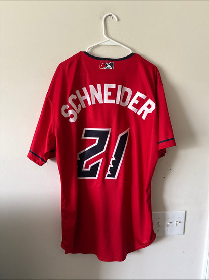 Men’s Wilson Schenider 21 Jacksonville Jumbo Shrimp (Marlins) Jersey Sz 48 RARE - Kyle’s Football Cards
