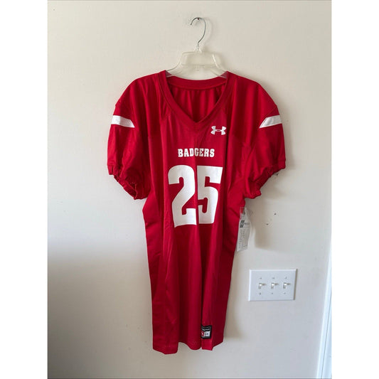Men’s Wisconsin Badgers Under Armour Fall 2017 Football 25 Jersey Sz L - Red - Kyle’s Football Cards