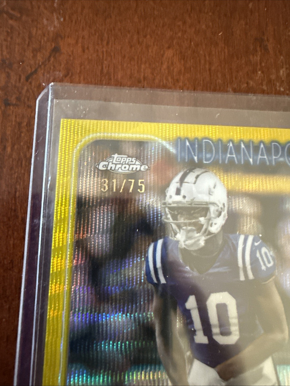 2024 Topps Chrome Football Adonai Mitchell Yellow Wave Refractor Rookie /75