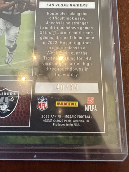 2023 Panini Mosaic - Touchdown Masters Josh Jacobs #TM-JJ Mosaic Prizm /89