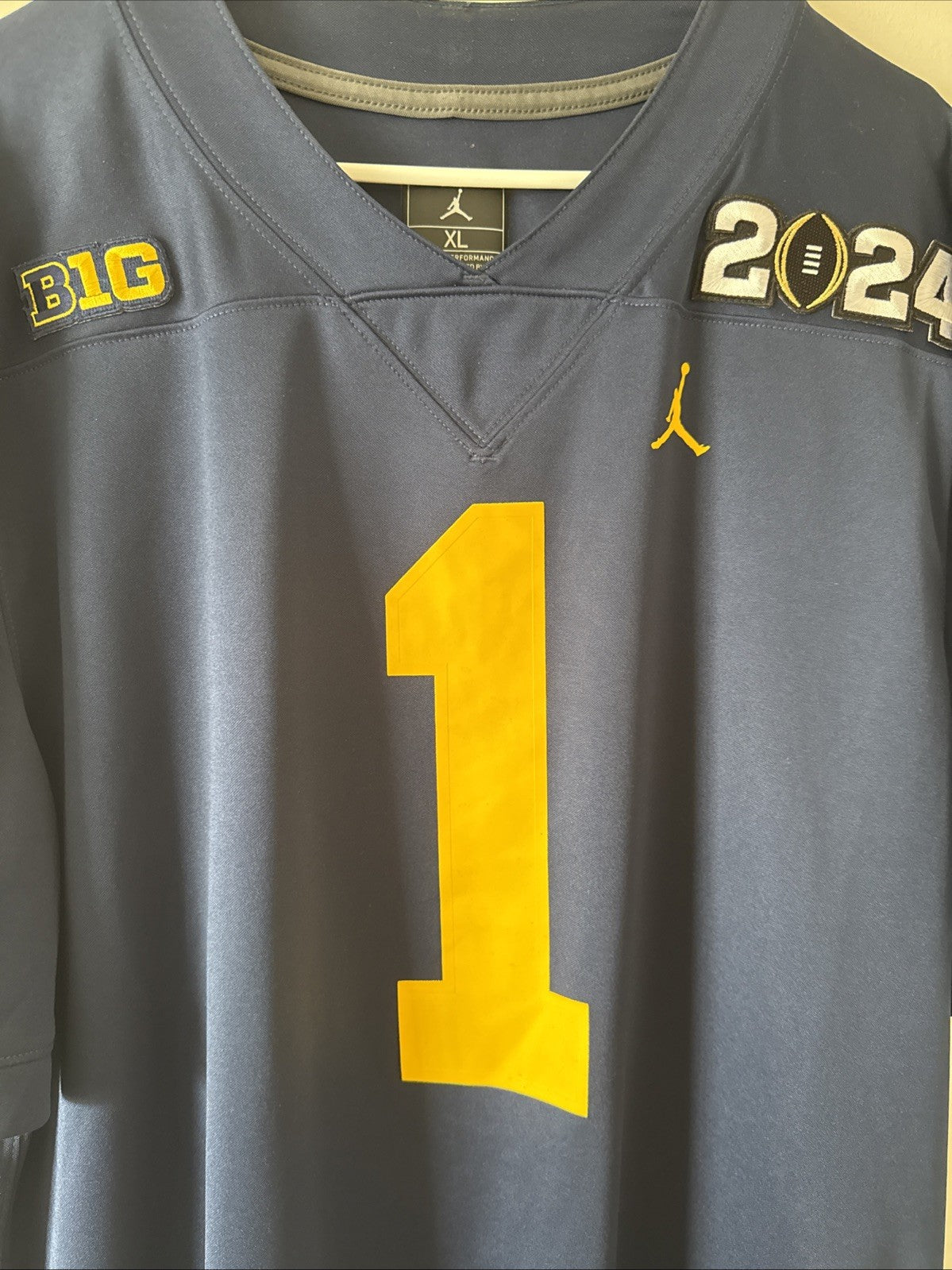 Men’s Jordan Michigan Wolverines #1 2024 Championship Jersey Sz XL - Blue RARE