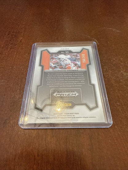 2024 Panini Prizm Draft Picks - Thurman Thomas #10 Blue Wave Prizm /249