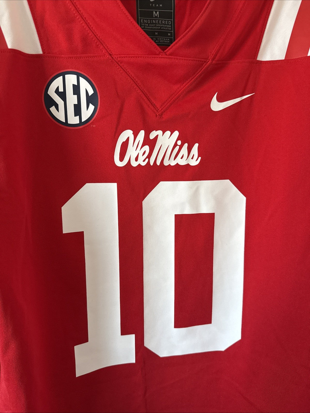 Men’s Nike Eli Manning #10 Ole Miss Rebels NCAA Jersey Sz M - Red RARE