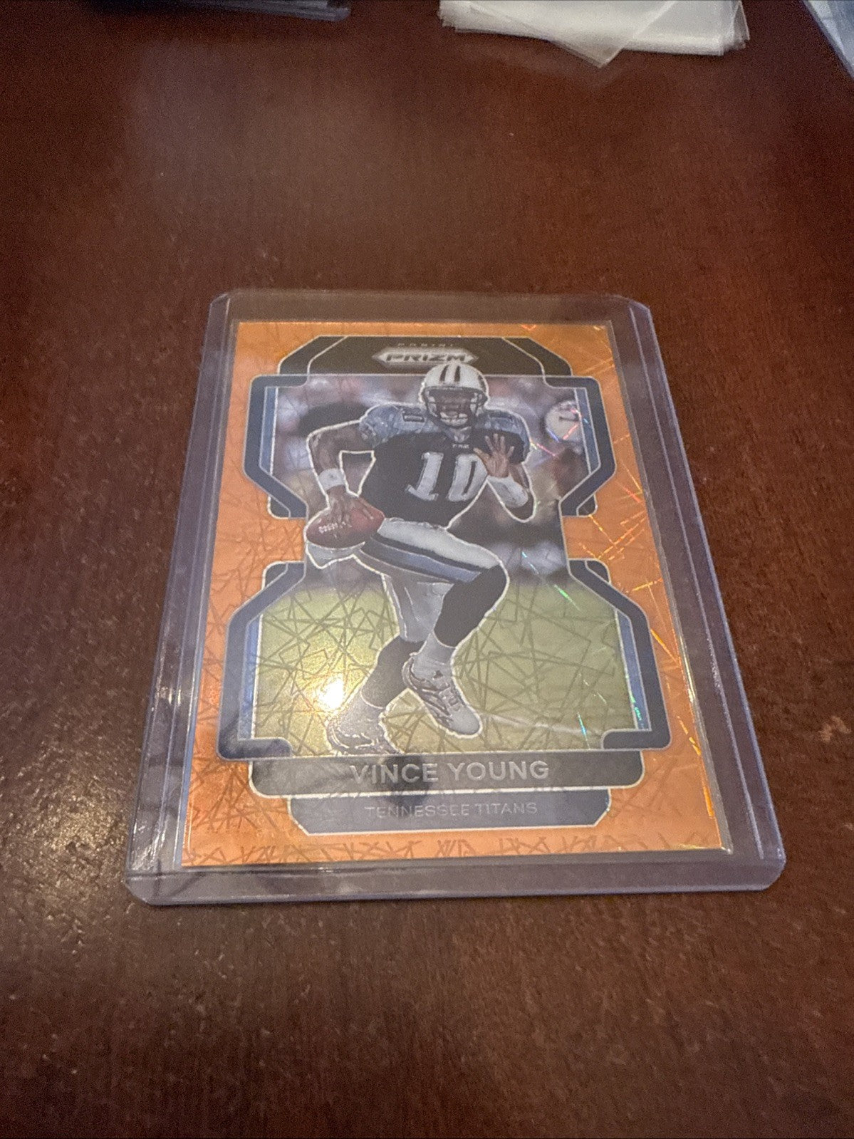 Vince Young 2021 Panini Prizm Orange Lazer Parallel #9 Tennessee Titans