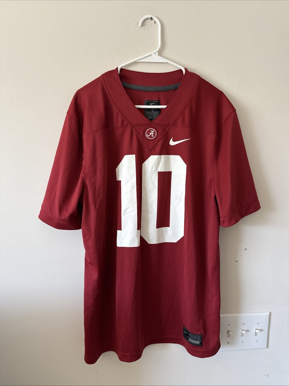Men’s Nike Mac Jones #10 Alabama Crimson Tide NCAA Official Game Jersey Sz L