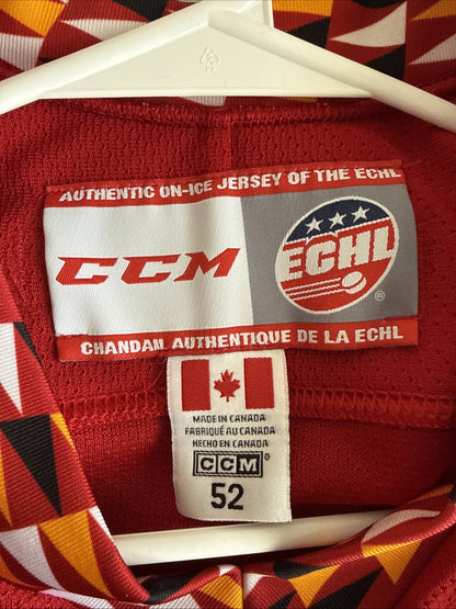 MEN’S CCM INDY FUEL ECHL AUTHENTIC HOCKEY GAME JERSEY SZ 52 - RED RARE