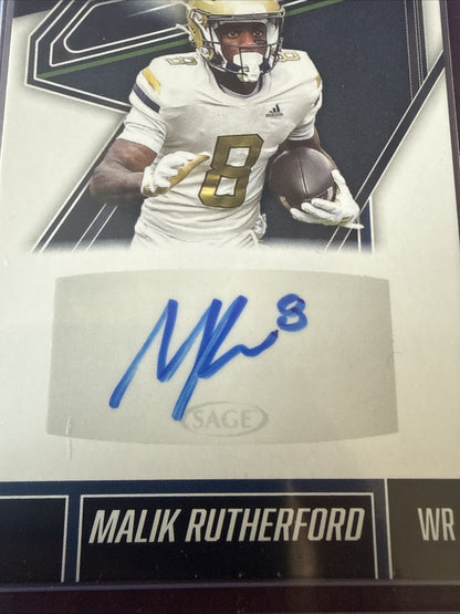 2026 Sage Low Series Malik Rutherford #A-MR Blue Auto Georgia Tech