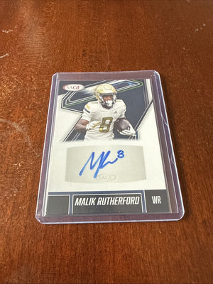 2026 Sage Low Series Malik Rutherford #A-MR Blue Auto Georgia Tech