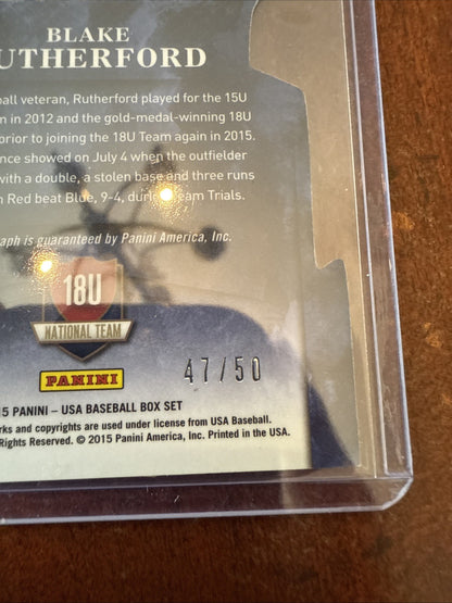 2015 Panini USA Baseball - Crown Royale Blake Rutherford #42 Red Signatures /50