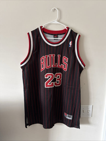 Men’s Nike Michael Jordan #23 Chicago Bulls Jersey Black Pinstripe Sz 50 - NWOT