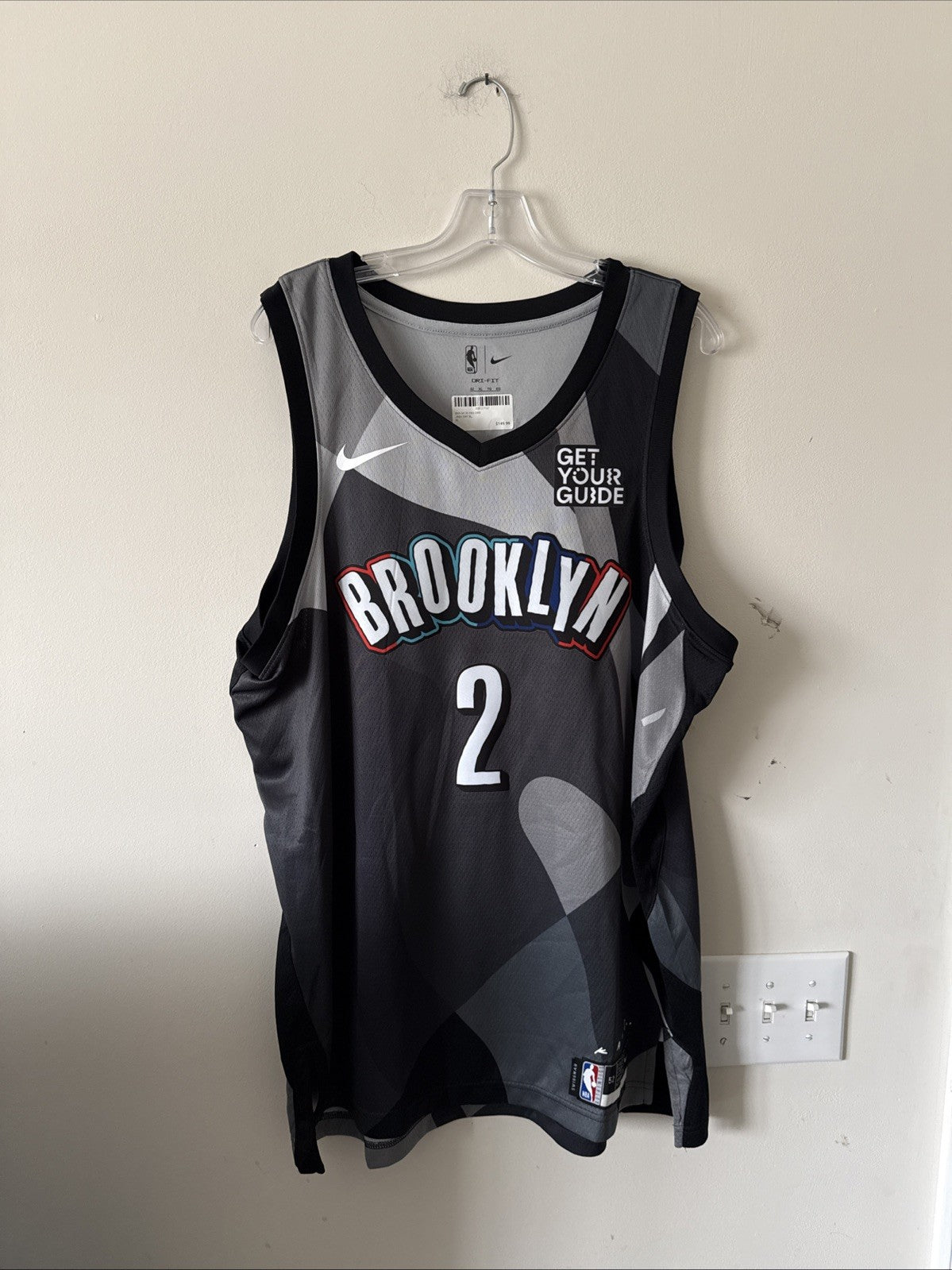 Men’s Nike x KAWS Cam Johnson #2 Brooklyn Nets City NBA Jersey Sz 52 Black RARE