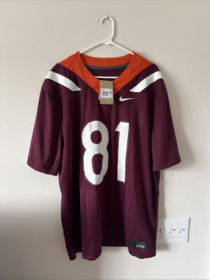 Men’s Nike Jordan Tapscott #81 Autographed VT Hokies Jersey Sz 2XL - NWT RARE