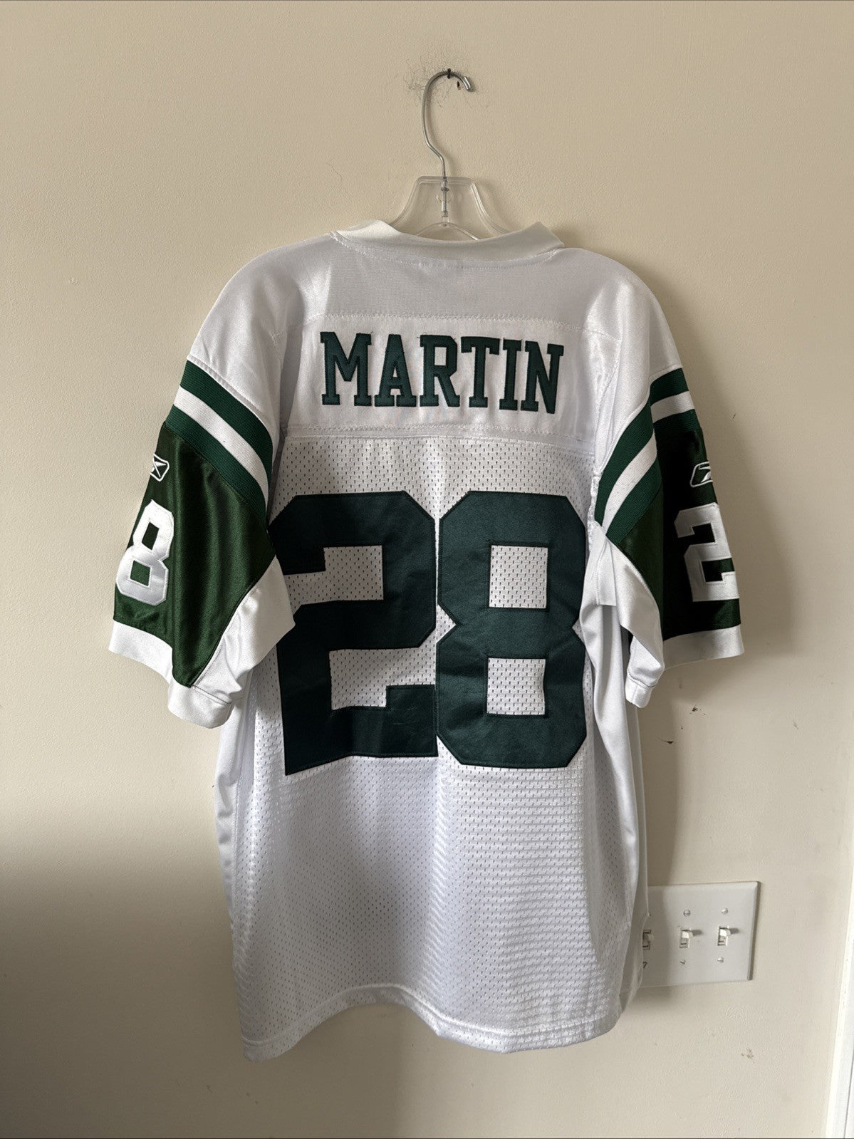 Men’s Reebok Curtis Martin #28 New York Jets HOF Patch NFL Jersey Sz 50 - RARE