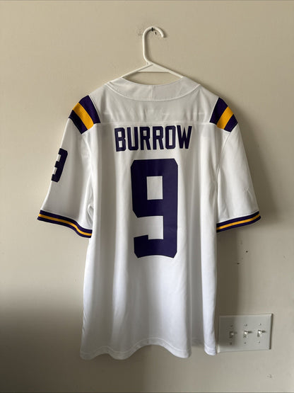 Men’s Nike Joe Burrow #9 LSU Tigers NCAA Football Jersey Sz L - White RARE