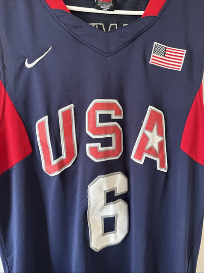 Men’s Nike LeBron James #6 Team USA 2008 Beijing Olympics Jersey Sz L Blue RARE