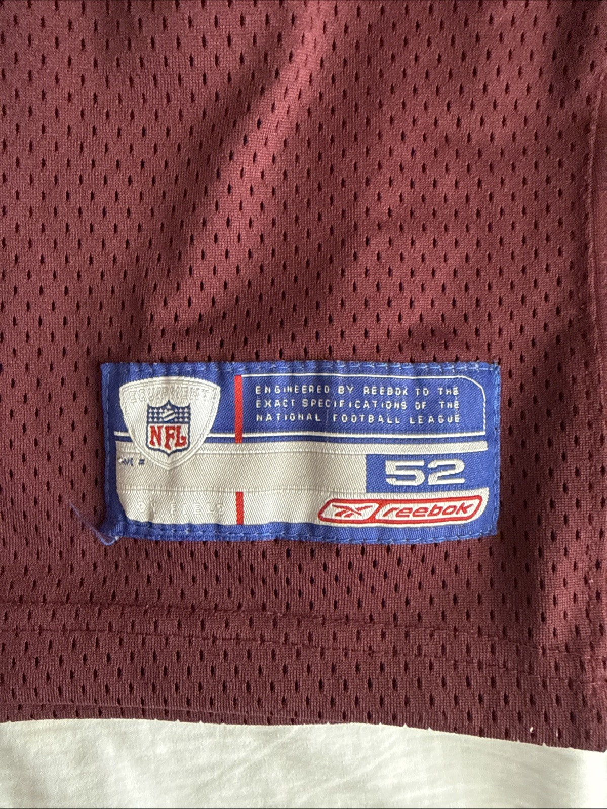 Men’s Reebok Clinton Portis #26 Washington Redksins Stitched Jersey Sz 52 - RARE