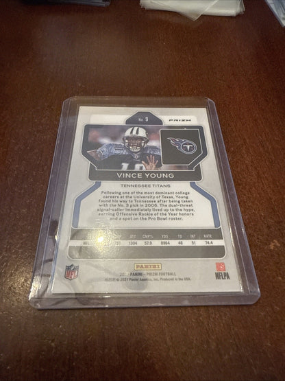 Vince Young 2021 Panini Prizm Orange Lazer Parallel #9 Tennessee Titans