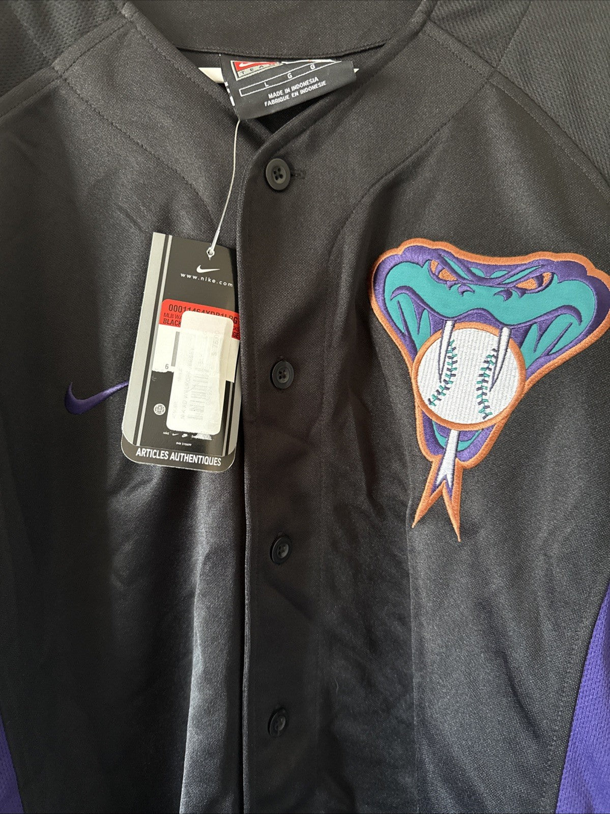 Men’s Nike Arizona Diamondbacks Snake Edition MLB Jersey Sz L - Black NWT