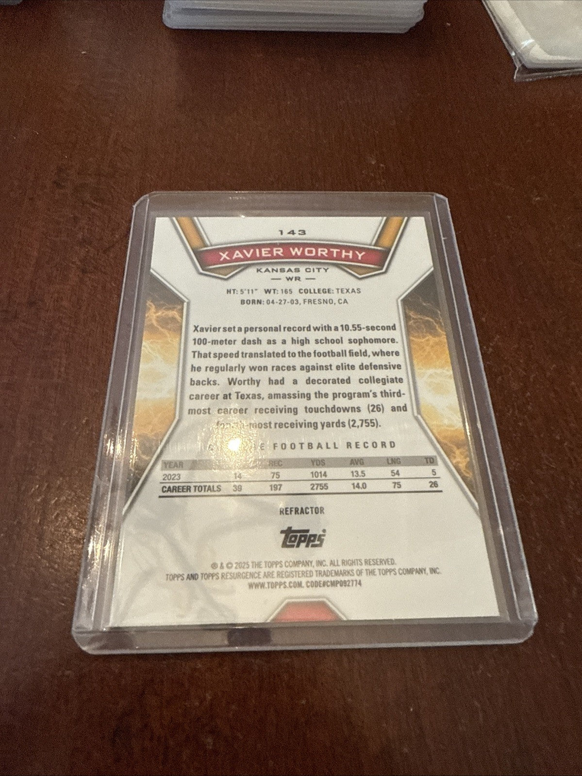 2024 Topps Resurgence Refractor Xavier Worthy RC #143