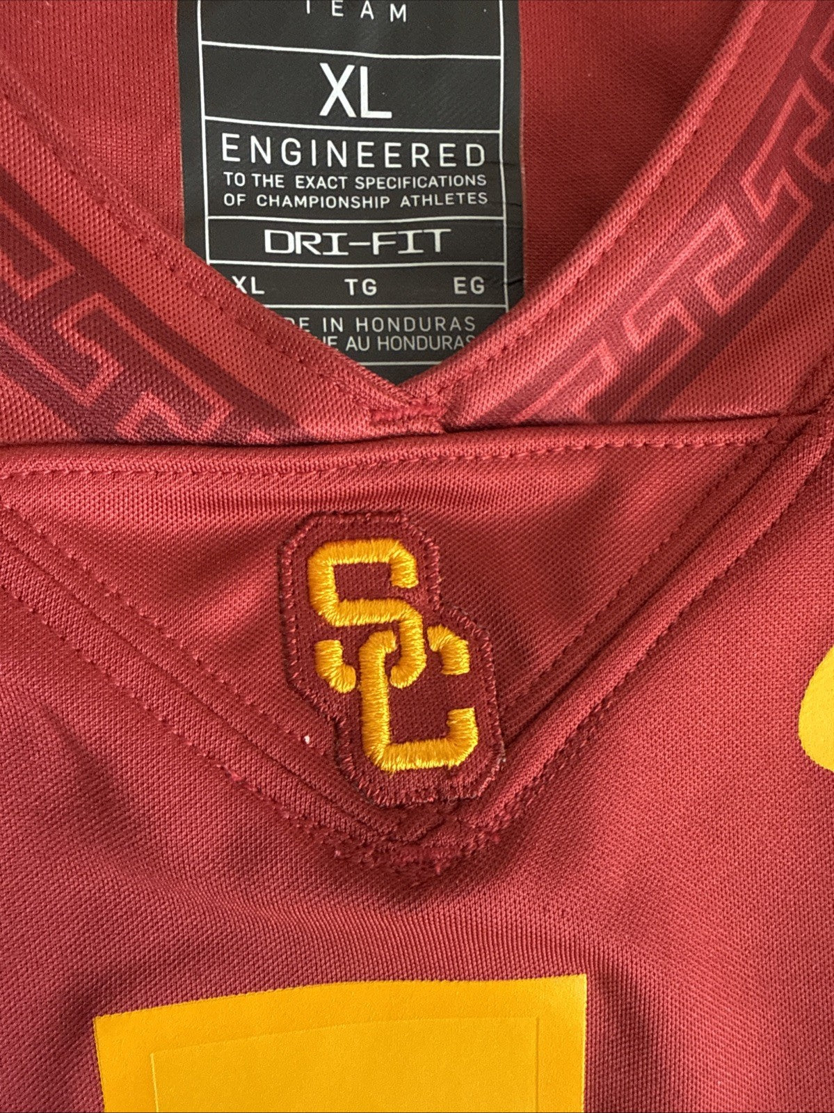 Men’s Nike USC Trojans #1 NCAA Football Dri Fit Jersey Sz XL - Red