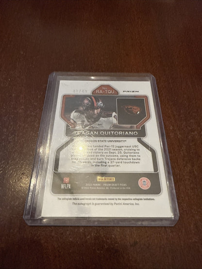 2022 Prizm Draft Picks Orange Pulsar /49 Teagan Quitoriano RC Auto #RA-TQU
