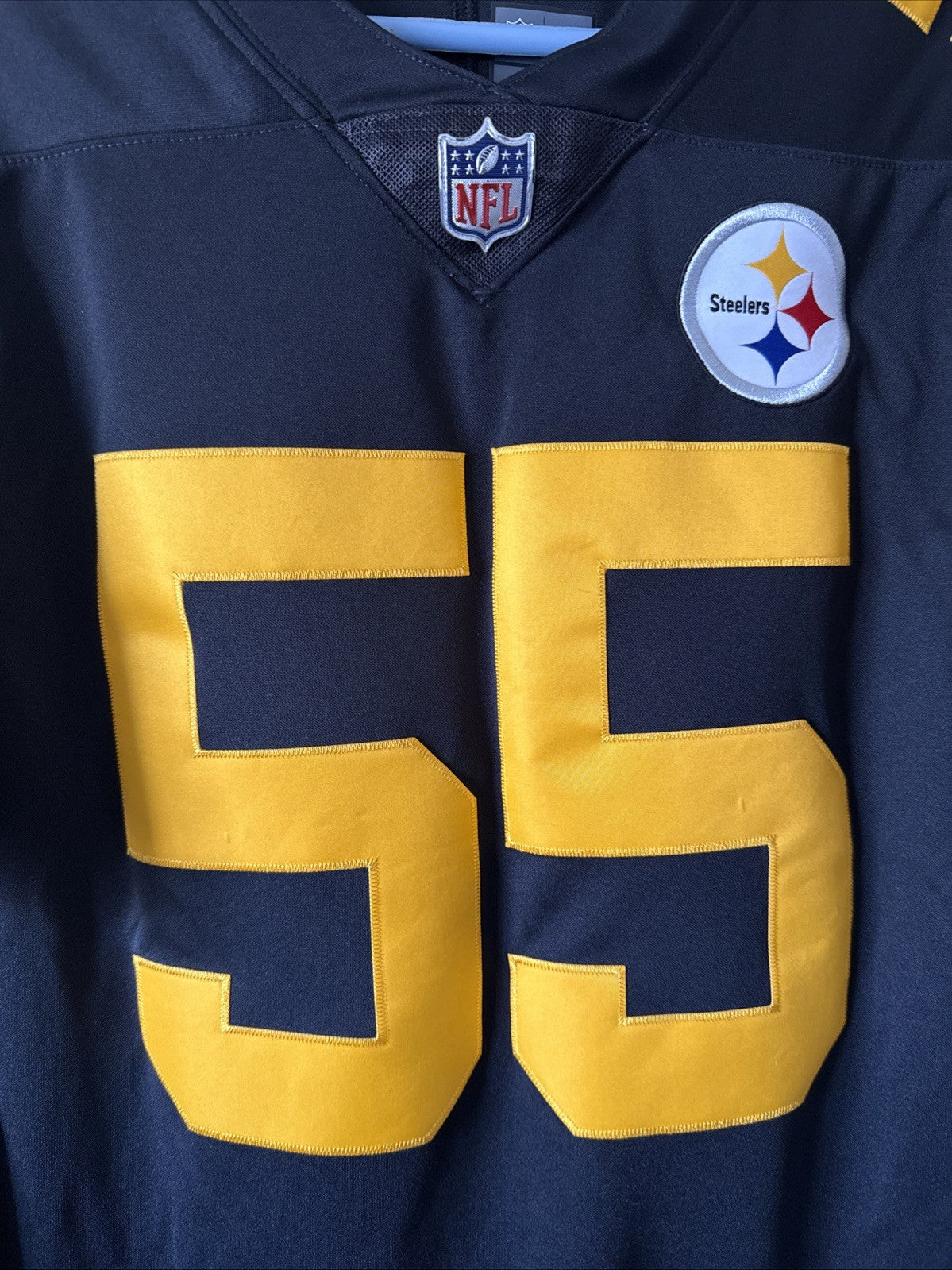 Men’s Nike Devin Bush #55 Pittsburgh Steelers Vapor Lmtd Color Rush Jersey Sz L