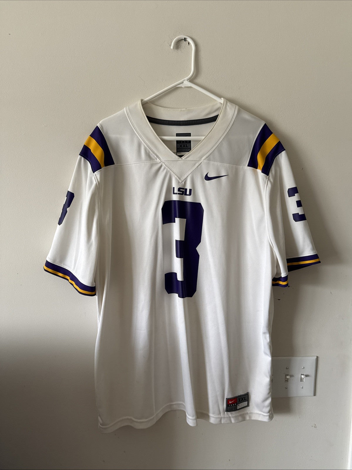 Men’s Nike Odell Beckham Jr #3 LSU Tigers NCAA DriFit Jersey Sz 2XL - White RARE