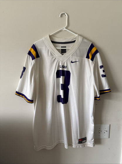 Men’s Nike Odell Beckham Jr #3 LSU Tigers NCAA DriFit Jersey Sz 2XL - White RARE