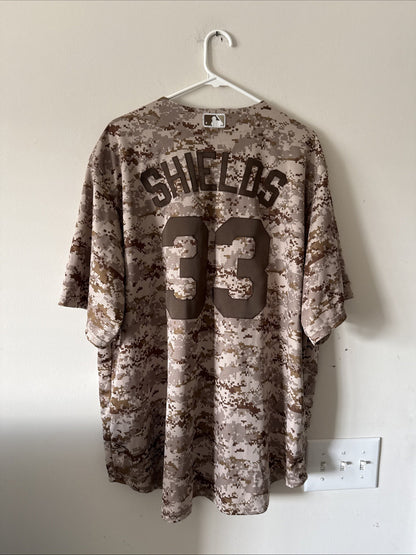 Men’s Majestic James Shields #33 SD Padres Digital Camo MLB Jersey Sz 2XL - RARE