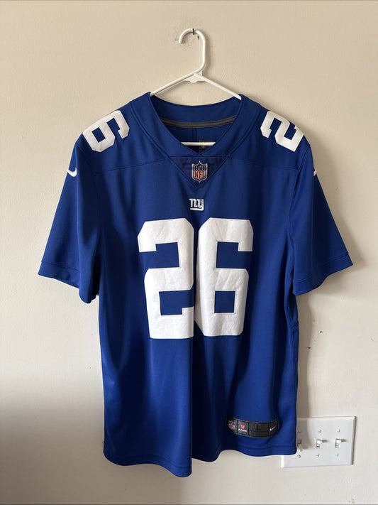 Men’s Nike Saquon Barkley #26 New York Giants Vapor Lmtd Jersey Sz L - Blue RARE