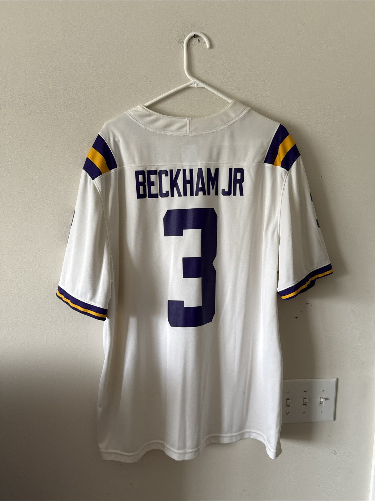 Men’s Nike Odell Beckham Jr #3 LSU Tigers NCAA DriFit Jersey Sz 2XL - White RARE