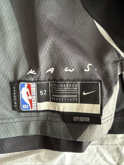 Men’s Nike x KAWS Cam Johnson #2 Brooklyn Nets City NBA Jersey Sz 52 Black RARE