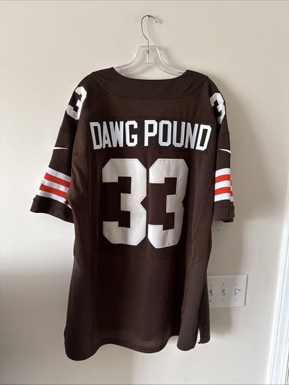 MEN’S NIKE CLEVELAND BROWNS AUTHENTIC DAWG POUND #33 JERSEY SZ 52 - NWOT