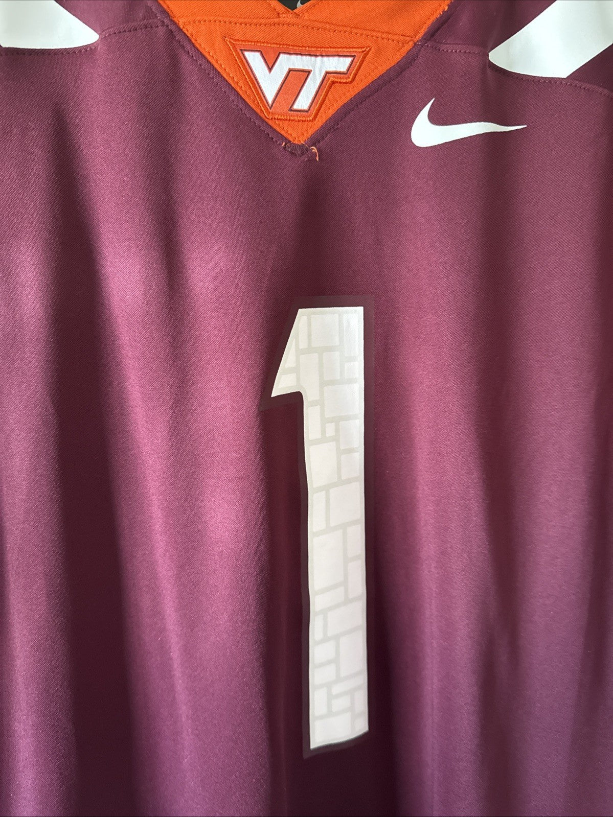 Men’s Nike Kyron Drones #1 Virginia Tech Hokies 2025 Dri Fit Jersey Sz XL - RARE