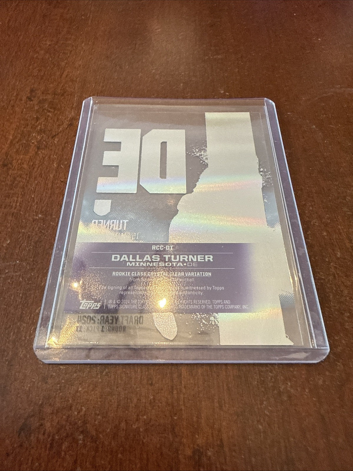 2024 Topps Signature Class - Dallas Turner On Card Auto - Rare Acetate - Vikings