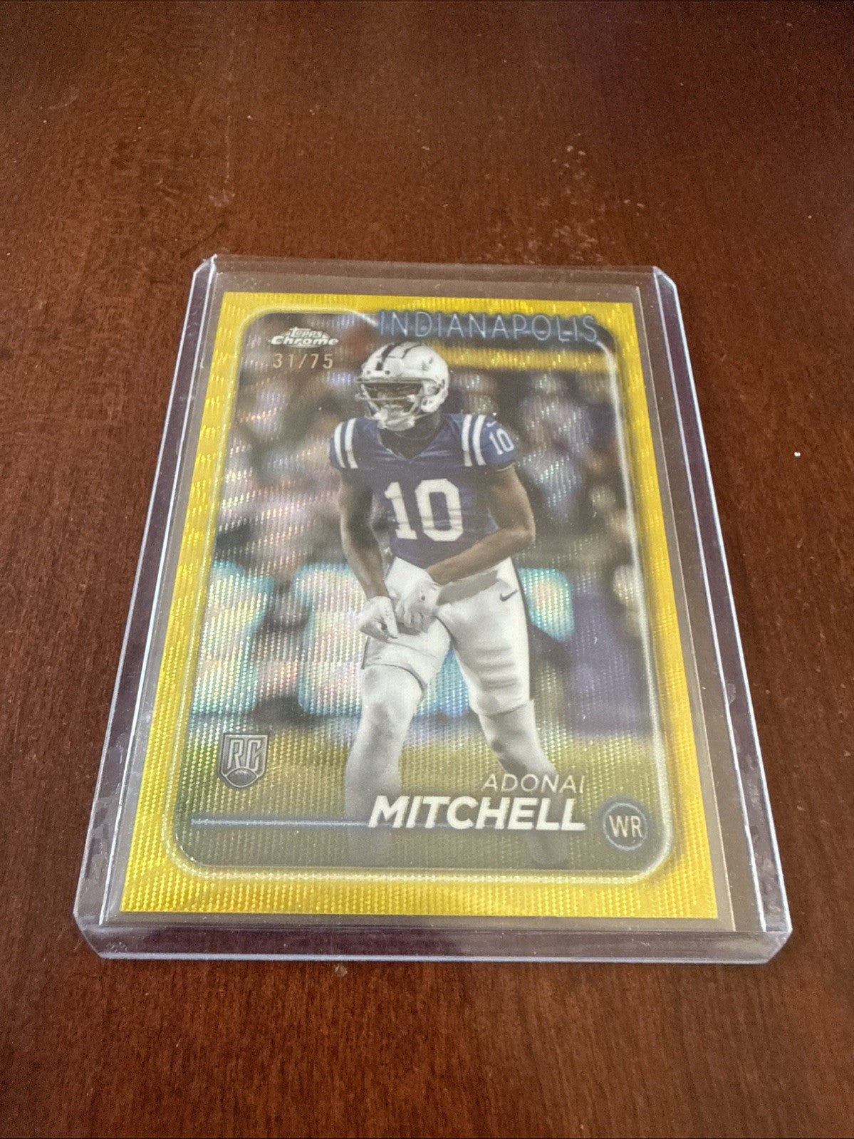 2024 Topps Chrome Football Adonai Mitchell Yellow Wave Refractor Rookie /75