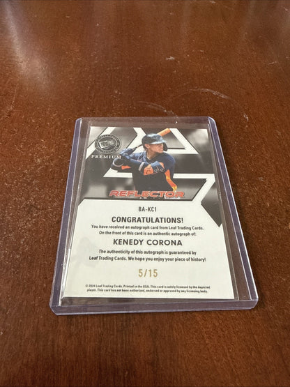 2024 Leaf Press Pass Premium - Purple Reflector Auto Kenedy Corona #BA-KC1 /15