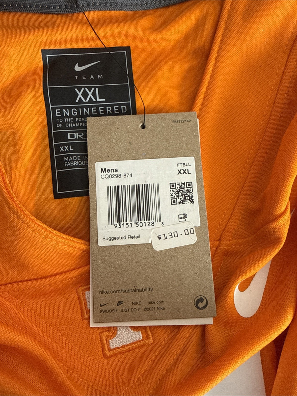 Men’s Nike Tennessee Volunteers Alvin Kamara #6 Alumni Jersey Sz 2XL Orange NWT