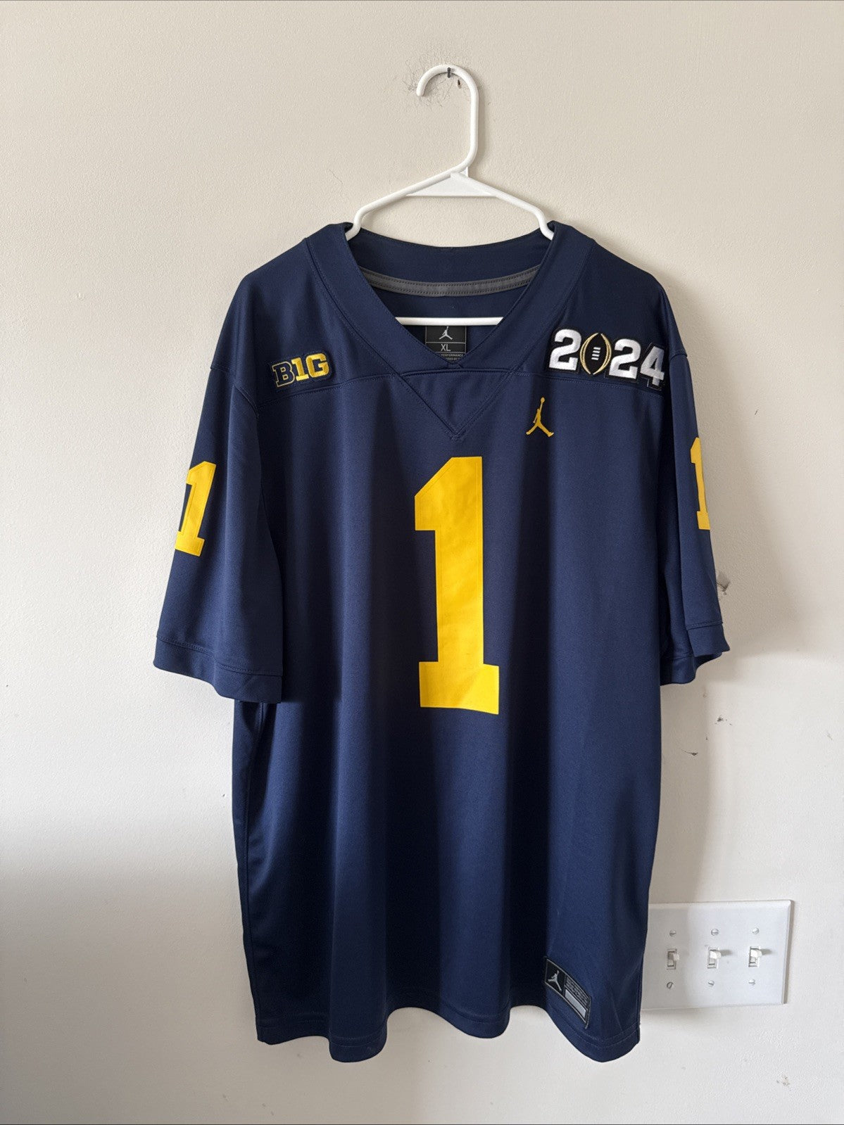 Men’s Jordan Michigan Wolverines #1 2024 Championship Jersey Sz XL - Blue RARE