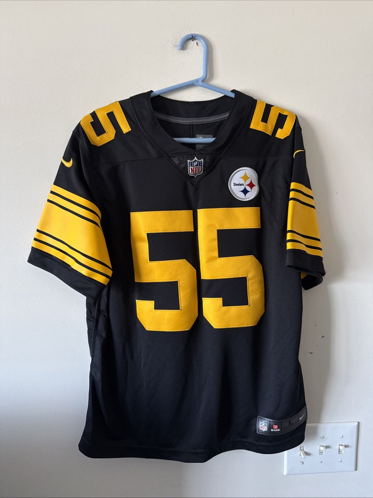 Men’s Nike Devin Bush #55 Pittsburgh Steelers Vapor Lmtd Color Rush Jersey Sz L