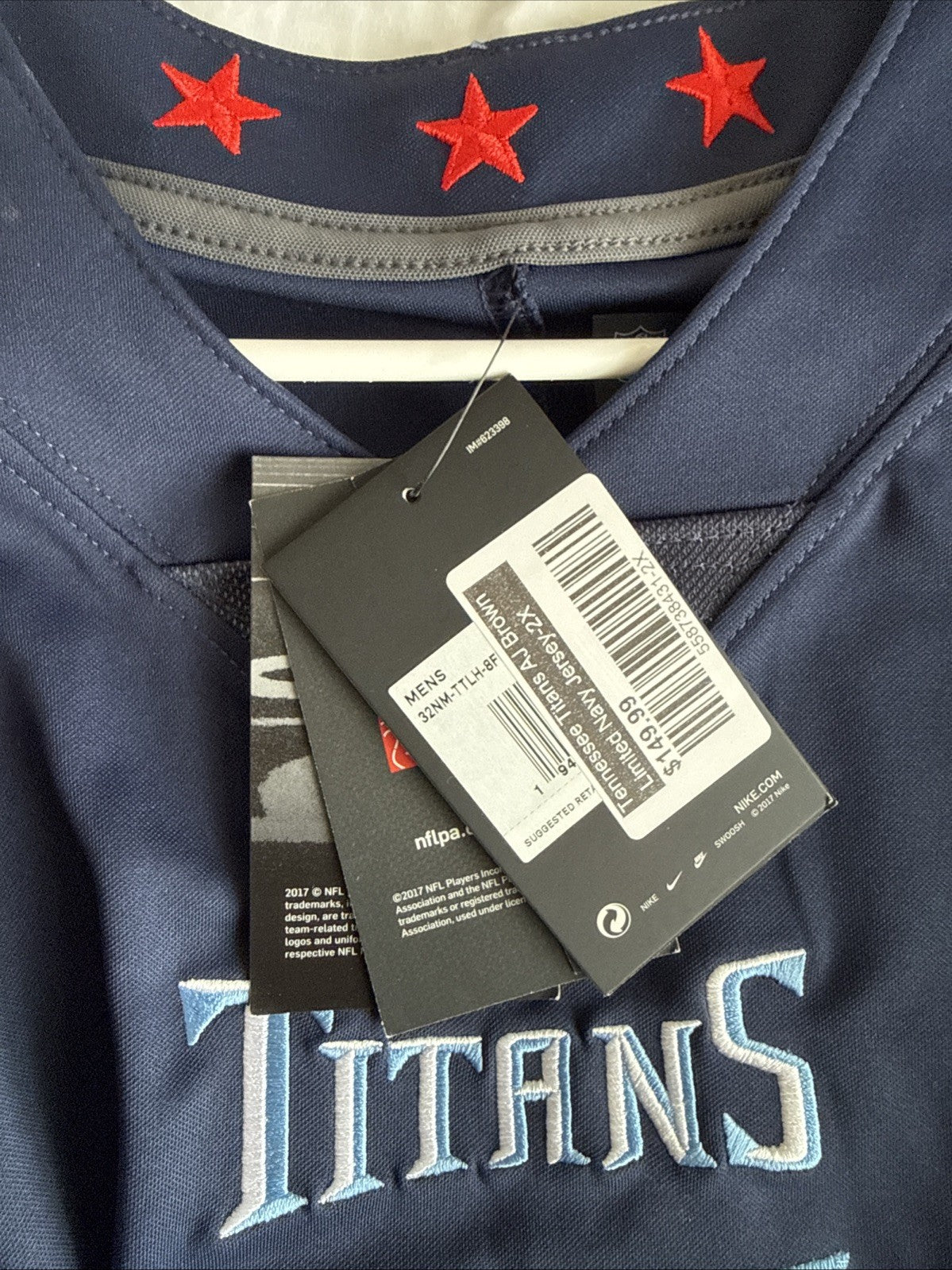 Men’s Nike AJ Brown #11 Tennessee Titans Vapor Lmtd Jersey Sz 2XL Blue NWT RARE