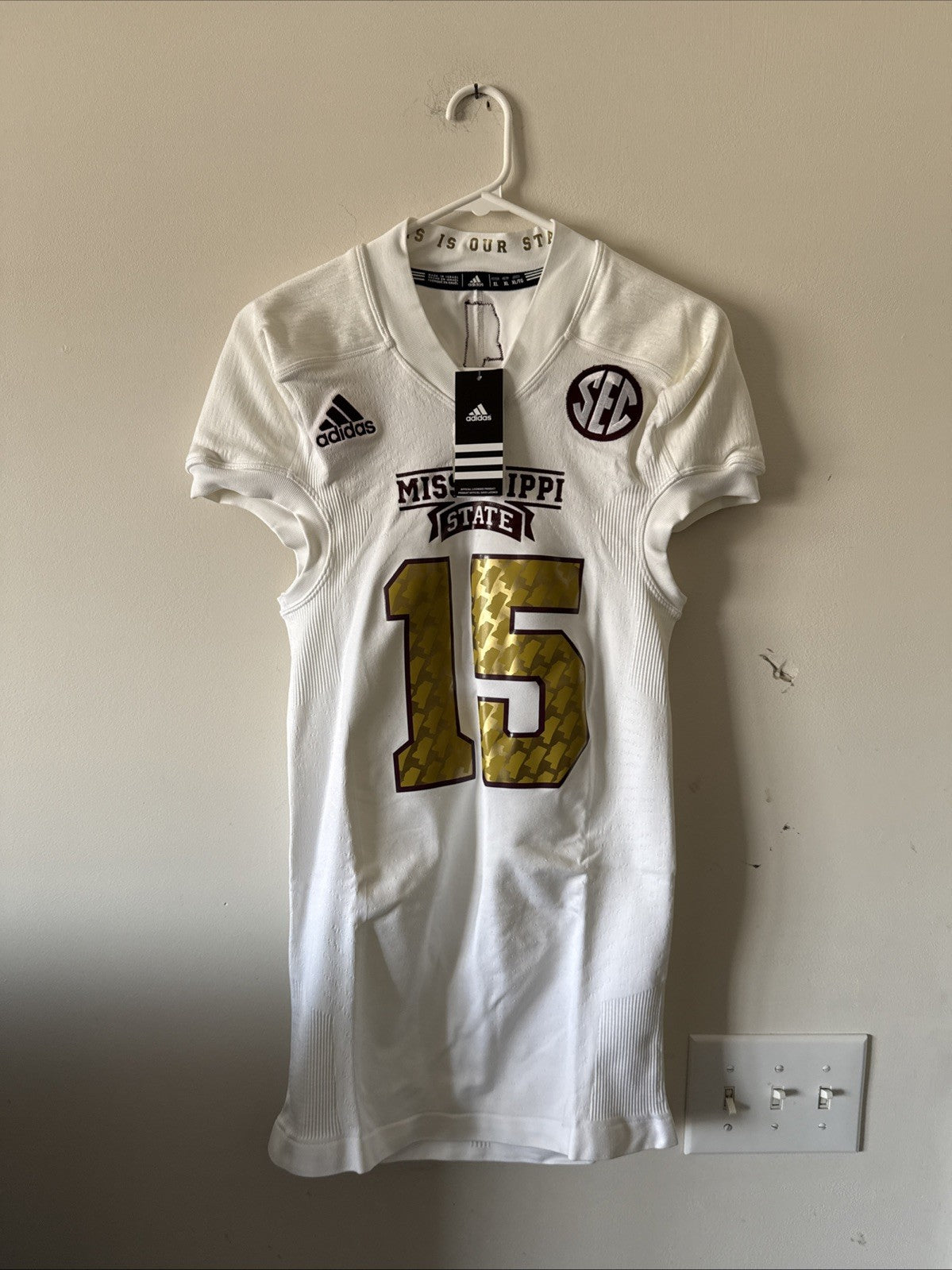 Men’s Adidas Mississipi State #15 Team Shockweb NCAA Jersey Sz XL - NWT RARE
