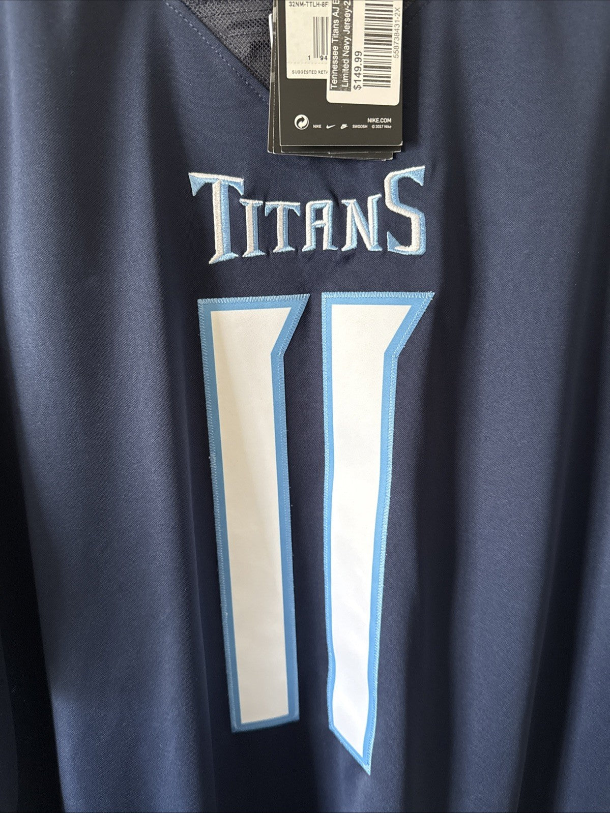 Men’s Nike AJ Brown #11 Tennessee Titans Vapor Lmtd Jersey Sz 2XL Blue NWT RARE