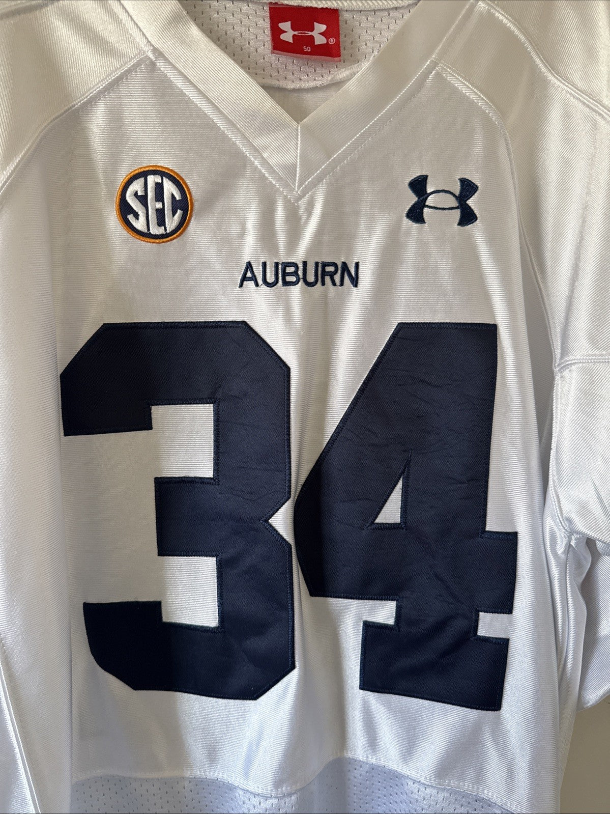 Men’s Under Armour Bo Jackson #34 Auburn Tigers NCAA Jersey Sz 50 - White