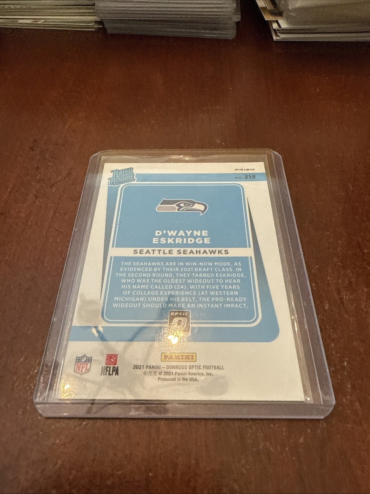 2021 Panini Donruss Optic Rated Purple Shock Prizm D'Wayne Eskridge Rookie RC