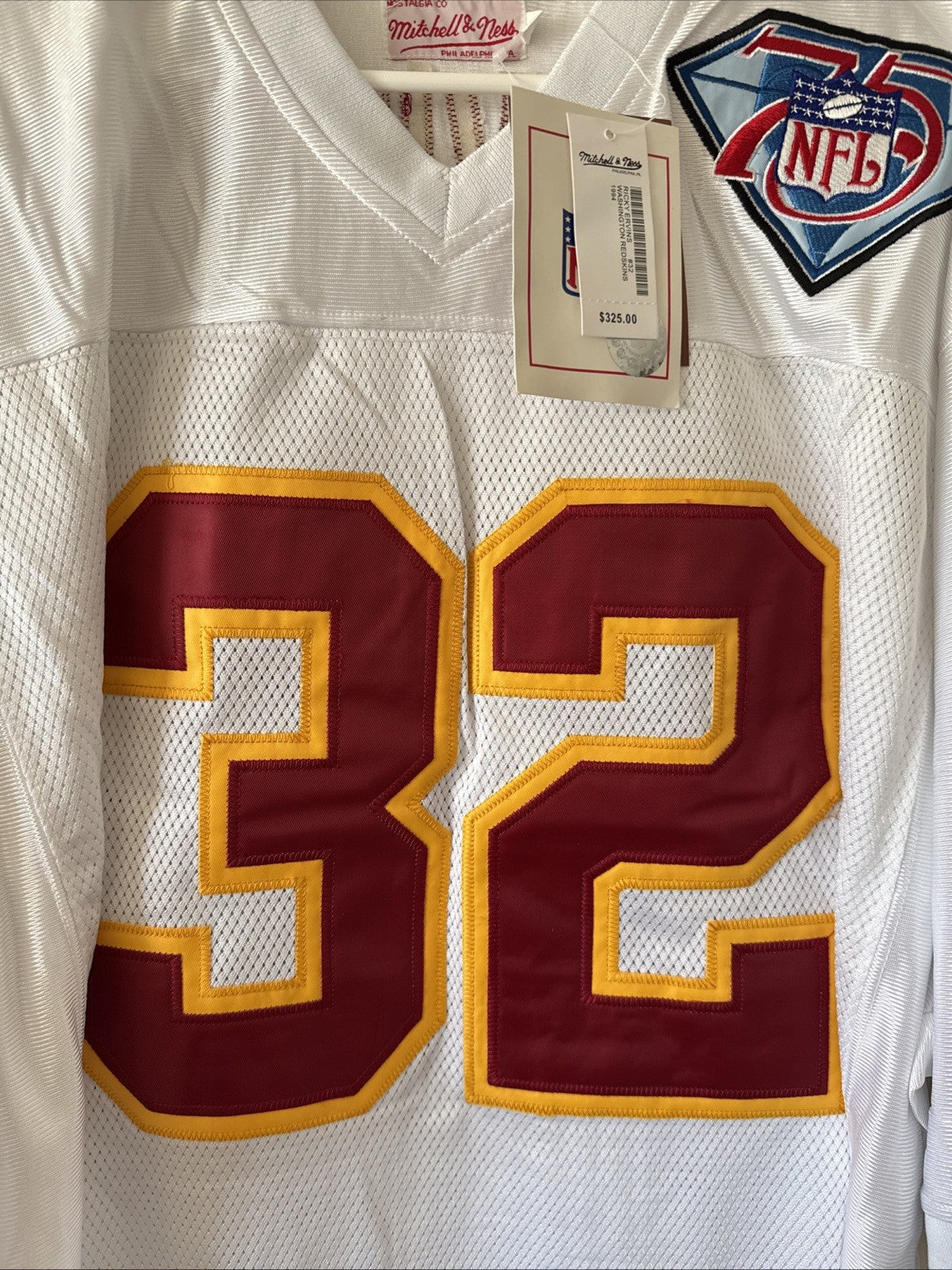 Men’s Mitchell & Ness Ricky Ervins #32 Redskins Throwback Jersey Size 52 - NWT